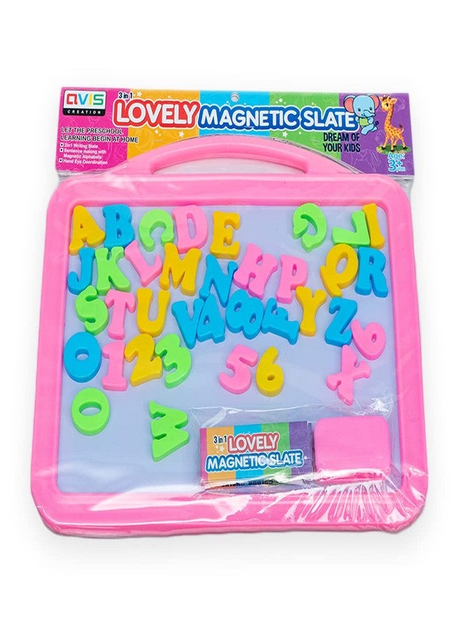 Avis Lovely Magnetic Slate | Double Sided Slate with Colorful Magnetic Alphabets & Numbers for Kids (Pink) - Image 1